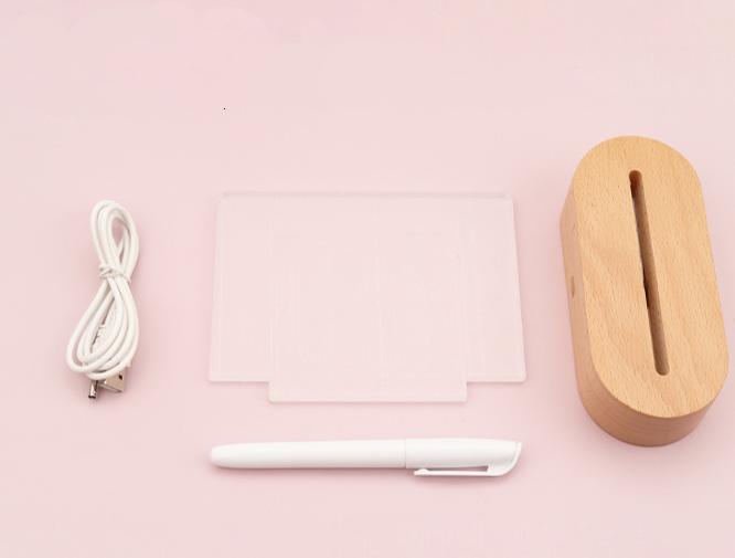 Houten Tafellamp met Berichtenbord – Sfeerverlichting voor Slaapkamer