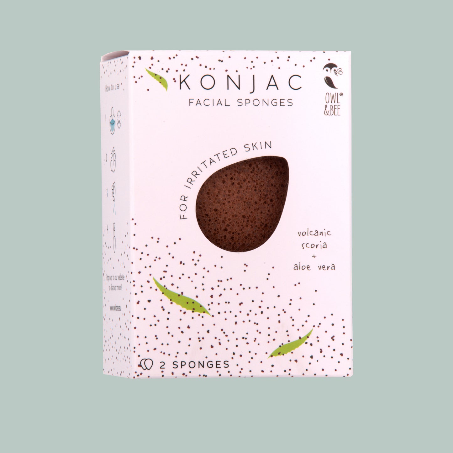 Natural Konjac facial sponges - For irritated skin - Vegan (2 sponges in 1 box)