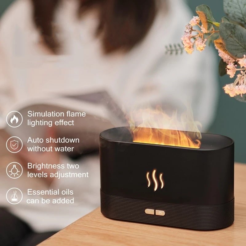 Ultrasone USB Aroma Diffuser met Vlameffect – Sfeerverlichting & Aromatherapie