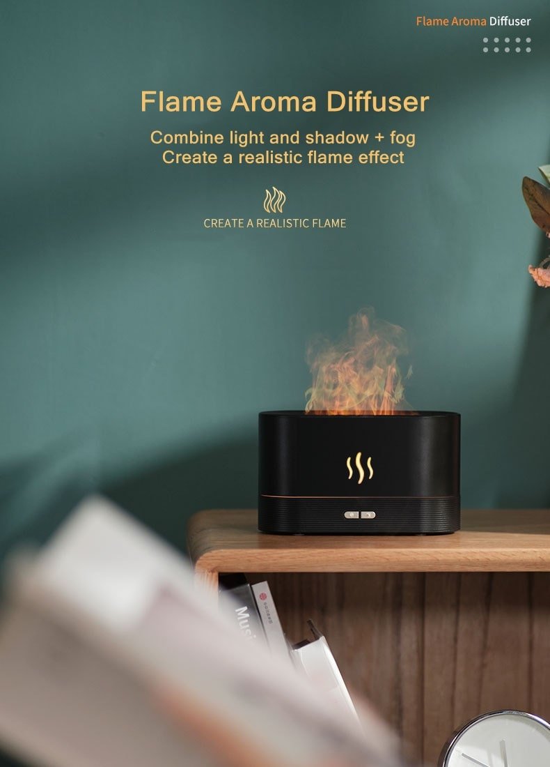 Ultrasone USB Aroma Diffuser met Vlameffect – Sfeerverlichting & Aromatherapie