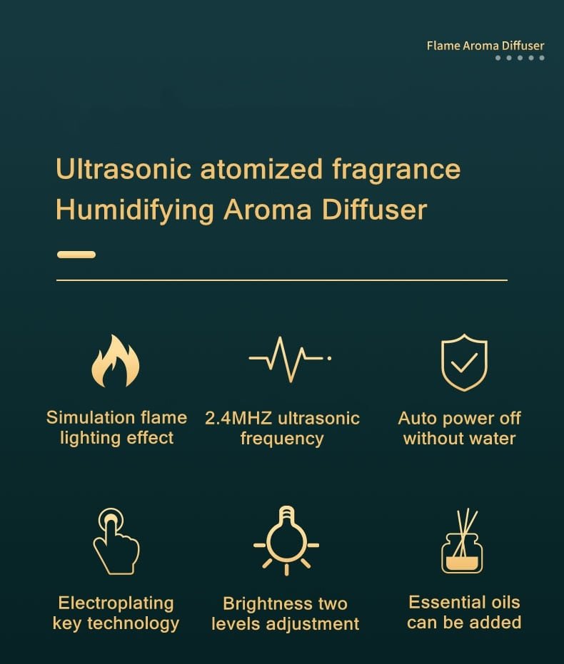 Ultrasone USB Aroma Diffuser met Vlameffect – Sfeerverlichting & Aromatherapie